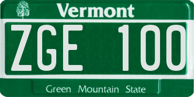 VT license plate ZGE100