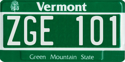 VT license plate ZGE101