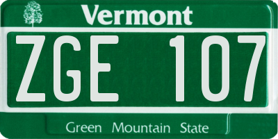 VT license plate ZGE107