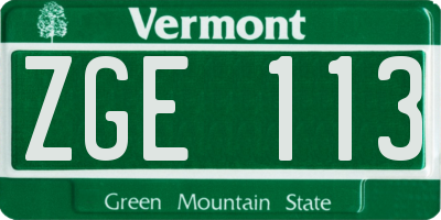 VT license plate ZGE113