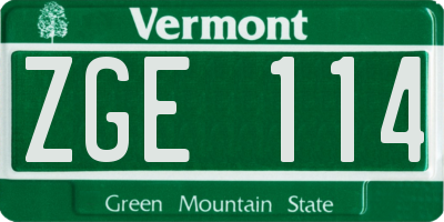 VT license plate ZGE114