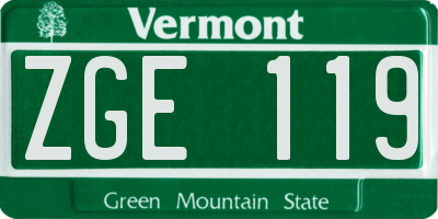 VT license plate ZGE119