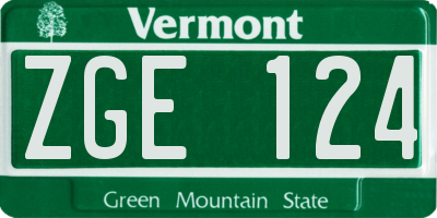 VT license plate ZGE124