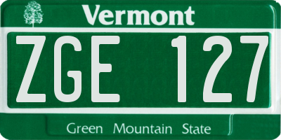 VT license plate ZGE127