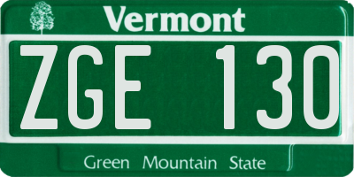 VT license plate ZGE130