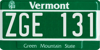 VT license plate ZGE131