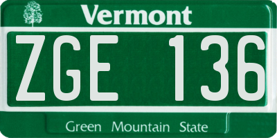 VT license plate ZGE136