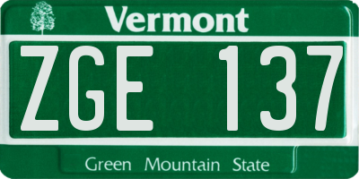 VT license plate ZGE137