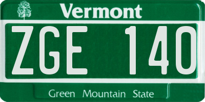 VT license plate ZGE140