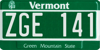 VT license plate ZGE141