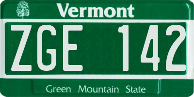 VT license plate ZGE142