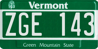 VT license plate ZGE143