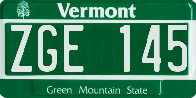 VT license plate ZGE145
