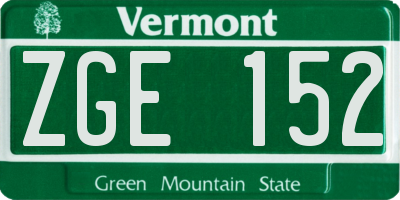 VT license plate ZGE152