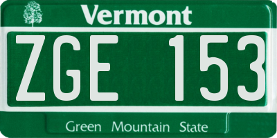 VT license plate ZGE153