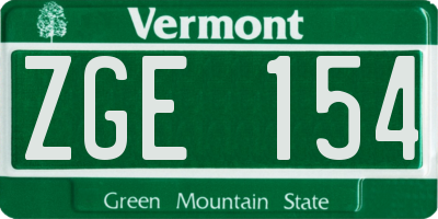 VT license plate ZGE154