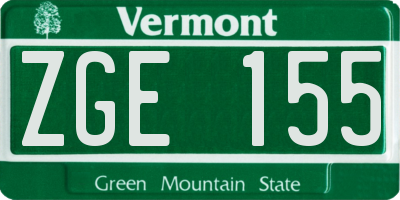 VT license plate ZGE155