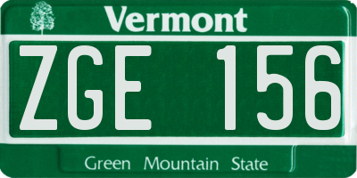 VT license plate ZGE156