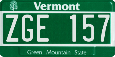 VT license plate ZGE157