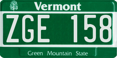 VT license plate ZGE158