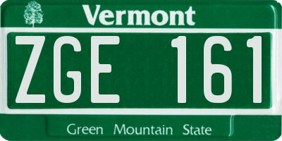 VT license plate ZGE161