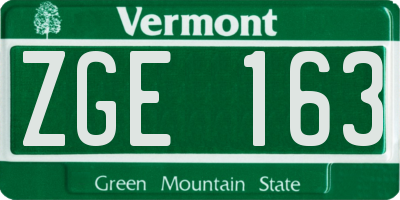 VT license plate ZGE163