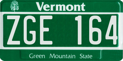 VT license plate ZGE164
