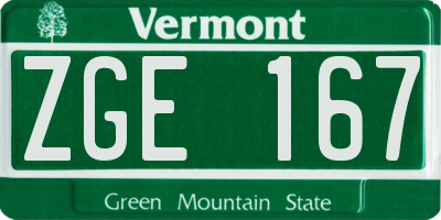 VT license plate ZGE167