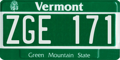 VT license plate ZGE171