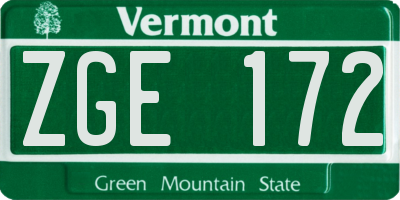 VT license plate ZGE172