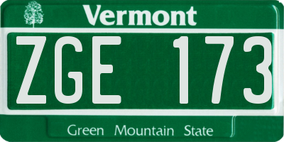 VT license plate ZGE173