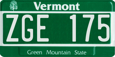 VT license plate ZGE175