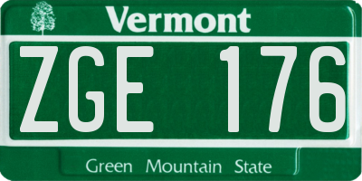 VT license plate ZGE176