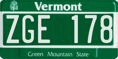 VT license plate ZGE178