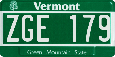 VT license plate ZGE179