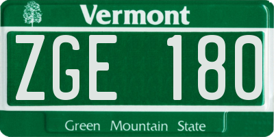 VT license plate ZGE180