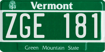 VT license plate ZGE181