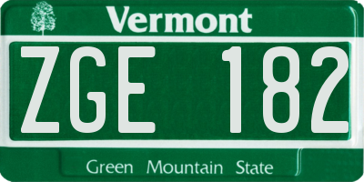 VT license plate ZGE182