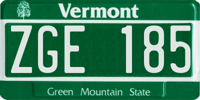VT license plate ZGE185