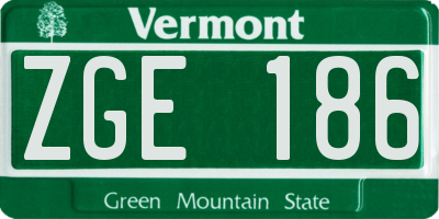 VT license plate ZGE186