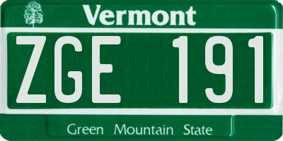 VT license plate ZGE191