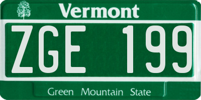 VT license plate ZGE199