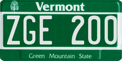 VT license plate ZGE200