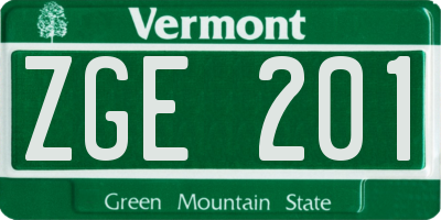 VT license plate ZGE201