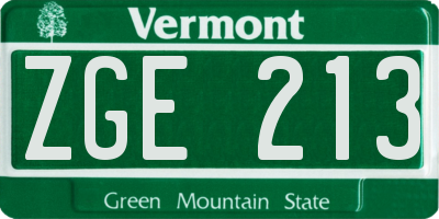 VT license plate ZGE213