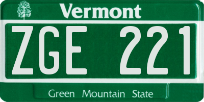VT license plate ZGE221
