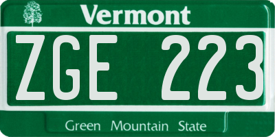 VT license plate ZGE223
