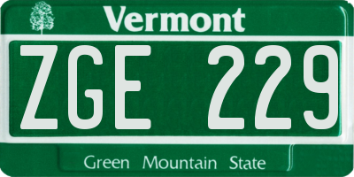 VT license plate ZGE229