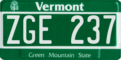 VT license plate ZGE237