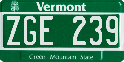 VT license plate ZGE239